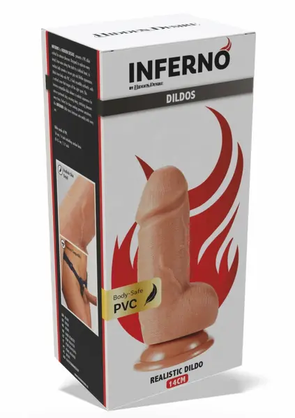 Inferno анатомично PVC дилдо за страпон, 14 см