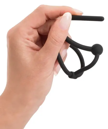 Mystim Glans Ring Intimate Urethral Dilator Silicone 12cm Black
