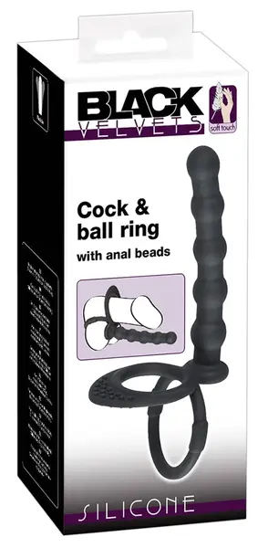 Black Velvets Intimate Silicone Ring Set with Beaded Extension 19cm