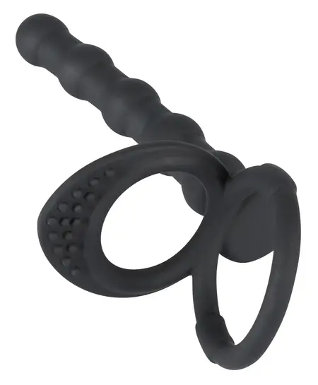 Black Velvets Intimate Silicone Ring Set with Beaded Extension 19cm