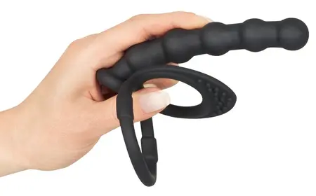 Black Velvets Intimate Silicone Ring Set with Beaded Extension 19cm