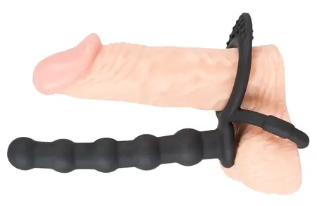 Black Velvets Intimate Silicone Ring Set with Beaded Extension 19cm
