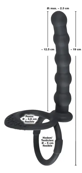 Black Velvets Intimate Silicone Ring Set with Beaded Extension 19cm