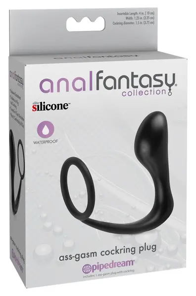 Pipedream Ass-Gasm Black Intimate Ring with Plug, Silicone, 10 cm