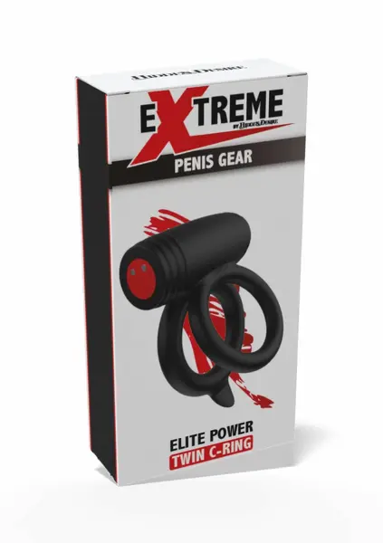 EXTREME Elite Power Twin C-Ring Black Silicone Dual Support System