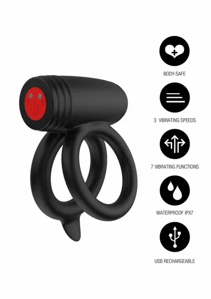 EXTREME Elite Power Twin C-Ring Black Silicone Dual Support System