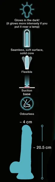 You2Toys Glow in the Dark Intimate Silicone Device 20.5cm Turquoise