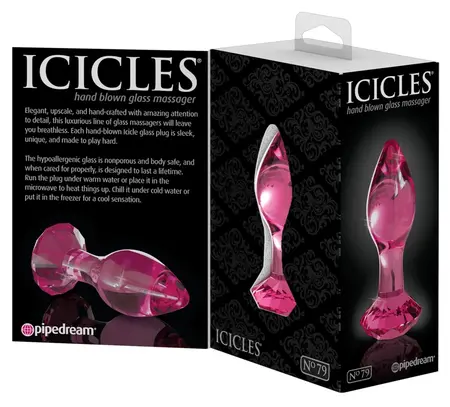 Pipedream Icicles No. 79 Pink Glass Anal Plug with Diamond Stopper 9cm