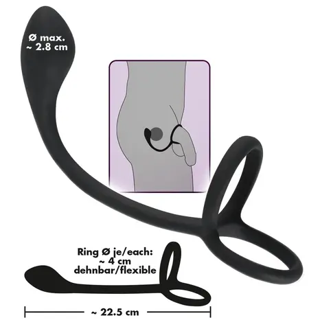 Black Velvets Advanced 3-in-1 Silicone Intimate System 22.5 cm Black