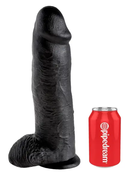 King Cock Model 12'' Black - Anatomical System with Suction Base