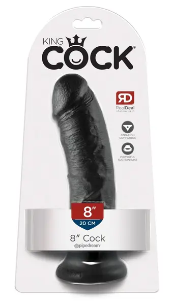 King Cock анатомично дилдо с вендуза, черно, 20,3 см