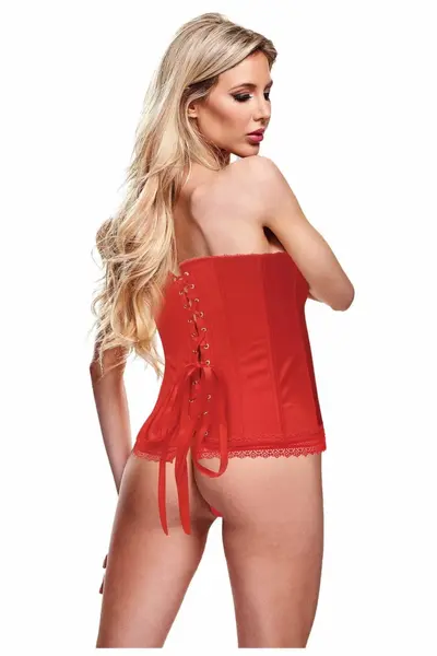 Baci Bustier Red L - Elegant Lace-Up Corset with Front Closure