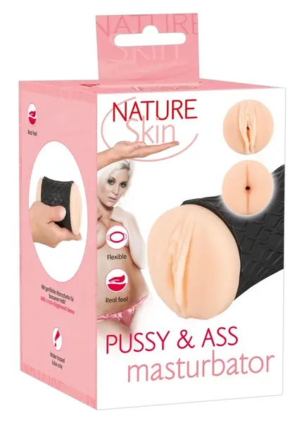 Nature Skin Double-Ended Intimate Device TPE Black Sleeve 14.3cm