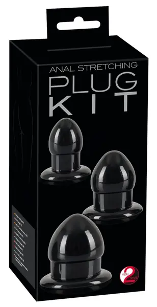 You2Toys Anal Trainer Plug Set Black TPR, 3 Sizes, Easy-Insert Design