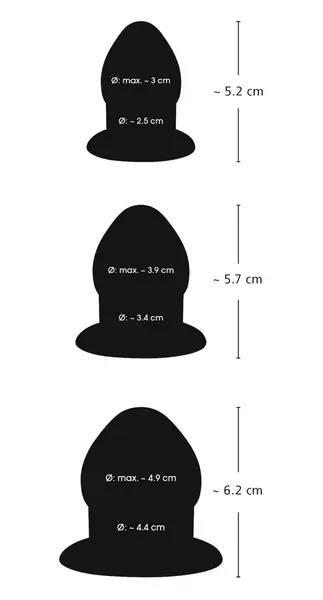 You2Toys Anal Trainer Plug Set Black TPR, 3 Sizes, Easy-Insert Design