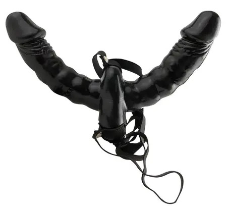 Fetish Fantasy Double Delight Strap-On Vibrating System, Black, 15 cm