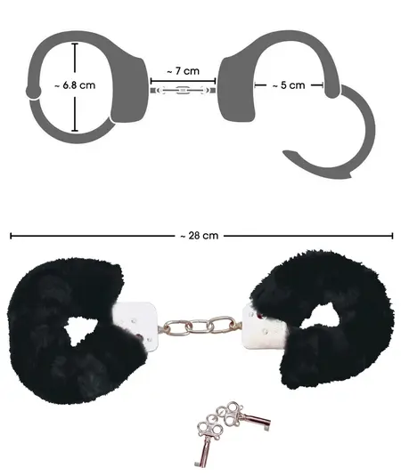 You2Toys Metal Handcuffs Black with Soft Removable Plush Cover