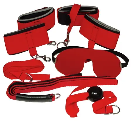 Bad Kitty Red Giant 8-Piece Bondage Kit with Adjustable Cuffs