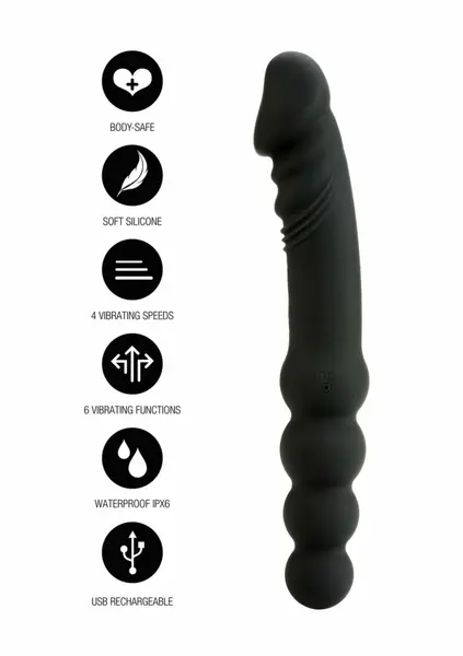HIDDEN DESIRE EXTREME Dual Sided Anal Vibrator Silicone Black