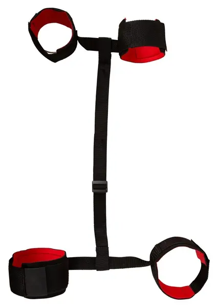 You2Toys Soft Adjustable Handcuffs & Ankle Cuffs Set with Strap, Black