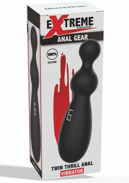 Extreme Twin Thrill Anal Vibrator Silicone Dual Motor Black 8713221840844