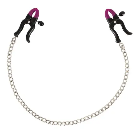 Bad Kitty Adjustable Silicone Nipple Clamps with Steel Chain 52cm