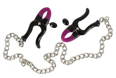 Bad Kitty Adjustable Silicone Nipple Clamps with Steel Chain 52cm