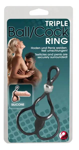 You2Toys Adjustable Triple Ring System Black Silicone 13cm