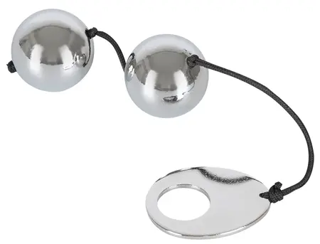 You2Toys Steel Silver Kegel Balls with Retraction Ring 3cm 2pcs