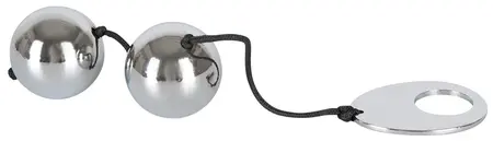 You2Toys Steel Silver Kegel Balls with Retraction Ring 3cm 2pcs