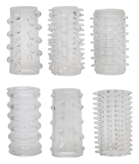 Red Roses Set of 6 Flexible Intimate Sleeves Transparent 4.5 cm