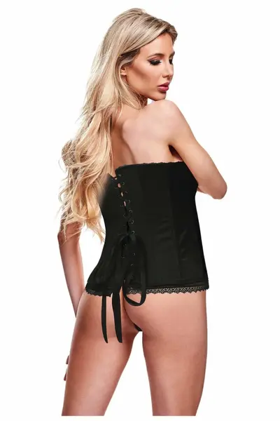 Baci Bustier Black S - Elegant Lace-Up Corset with Decorative Edges