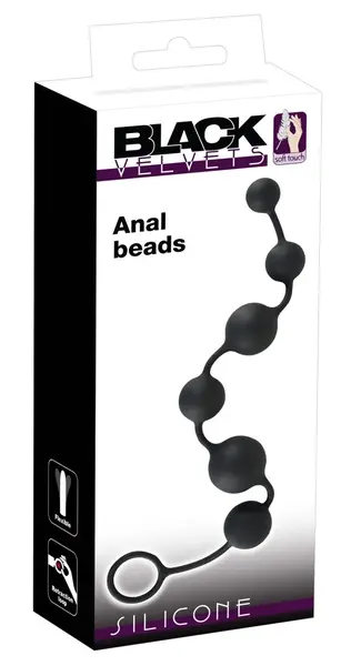 Black Velvets Silicone Intimate Bead Chain 40cm Black Flexible Design