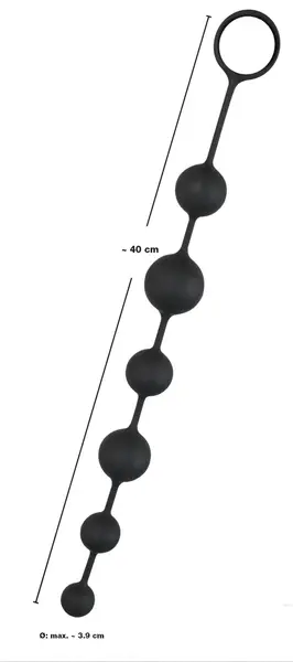 Black Velvets Silicone Intimate Bead Chain 40cm Black Flexible Design