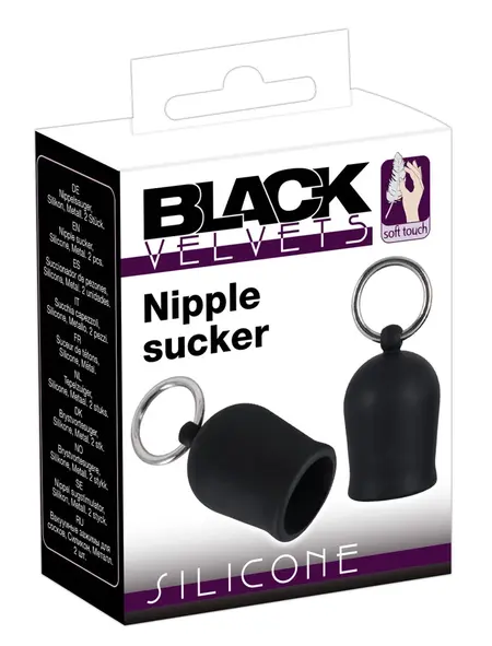 You2Toys Nipple Sucker Set Black - Silicone & Metal, 2.1 cm Inner O