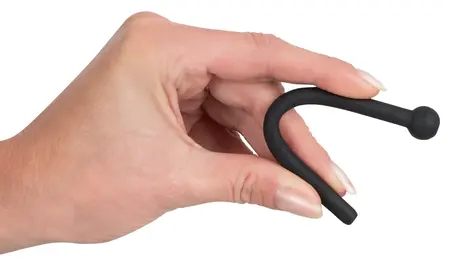 Mystim Black Silicone Urethral Dilator Hollow Flexible 11.8cm O0.7cm