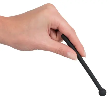 Mystim Black Silicone Urethral Dilator Hollow Flexible 11.8cm O0.7cm