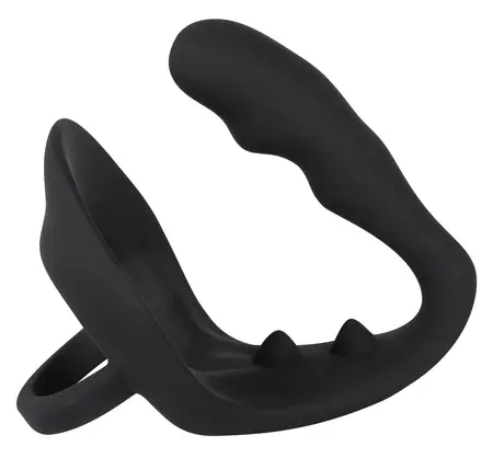 Black Velvets Silicone Intimate Ring with Plug and Perineum Bridge, Black