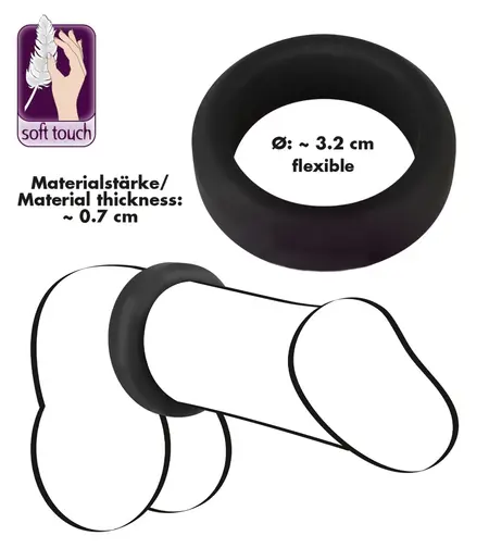 Black Velvets Silicone Support Ring 3.2 cm - Soft Touch, Flexible Fit