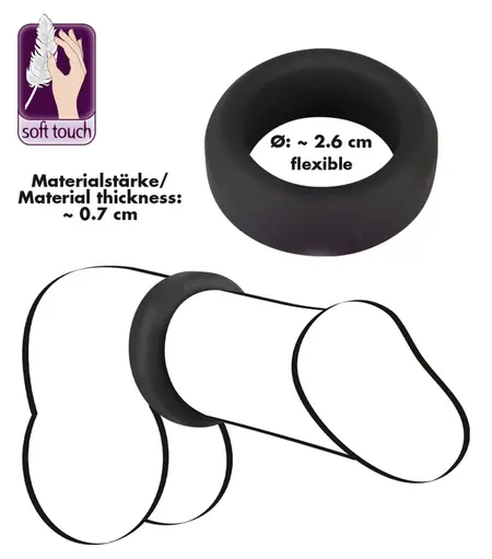 Black Velvets Silicone Performance Ring 2.6 cm - Soft Touch, Flexible