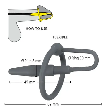 You2Toys Intimate Silicone Urethral Insert with Flexible Glans Ring 6.2cm