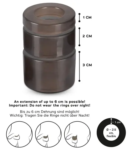 Rebel Adjustable Silicone Ring Set for Gentle Testicle Extension, 3 Sizes