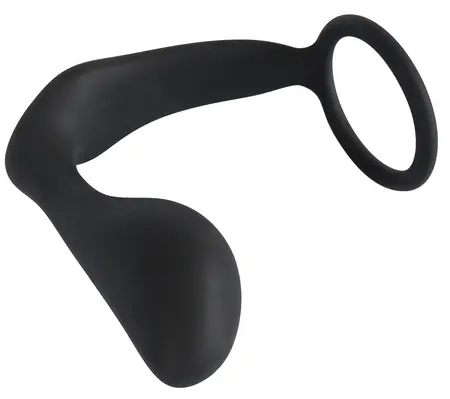 Black Velvets Duo System Silicone Ring & Plug, Black, 10cm