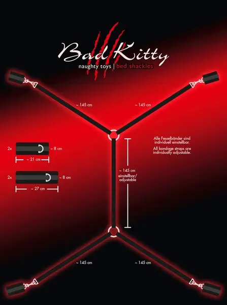 Bad Kitty Adjustable 5-Piece Bed Restraint System, Universal Fit