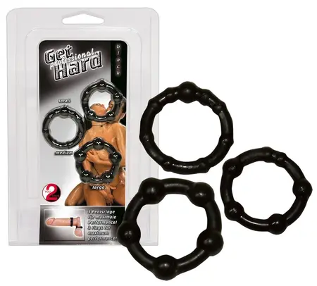 Svenjoyment Get Hard Black Silicone Ring Set 3-Piece Adjustable