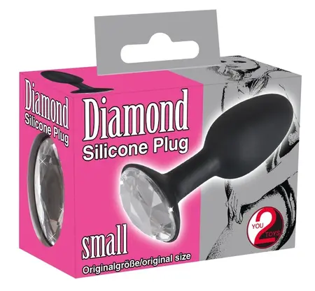 You2Toys Anal Plug S Black Silicone with Decorative Gem 8.5cm