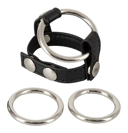 You2Toys Adjustable Black Strap System with 3 Metal Rings 21cm
