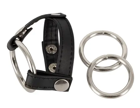 You2Toys Adjustable Black Strap System with 3 Metal Rings 21cm