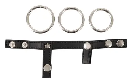 You2Toys Adjustable Black Strap System with 3 Metal Rings 21cm
