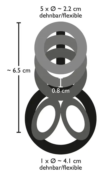 Bad Kitty Multi-Ring Support System Smoke Flexible TPE 7cm